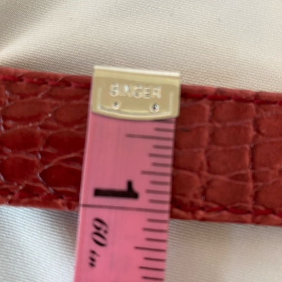 Crossbody Strap, Croc Embossed, Red, Silver Hardware, Strap Drop 21” - Picture 9 of 9